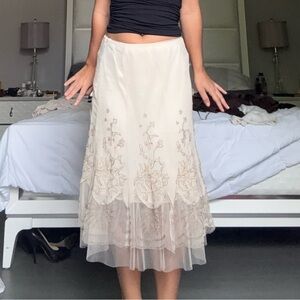 Vintage Cream Embroidered Skirt